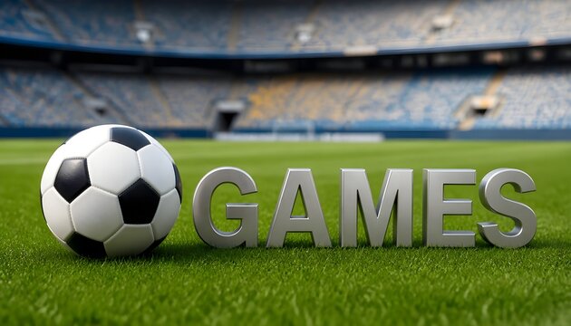 Football Stadium with Soccer Ball and the Word Games