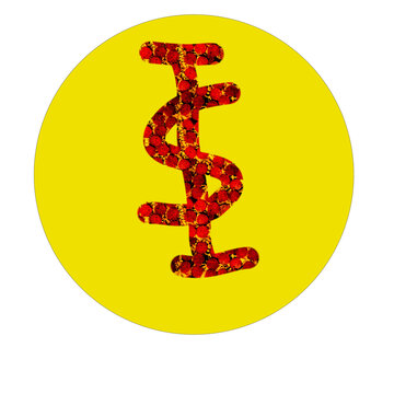 Dollar Sign Red Mosaic Yellow Circle