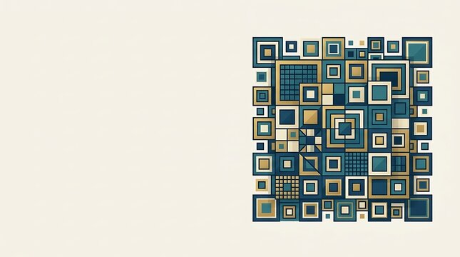 Abstract Geometric Square Pixel Pattern Vector Background with QR Code Inspired Grid Design for Business Technology Web and Digital Communication