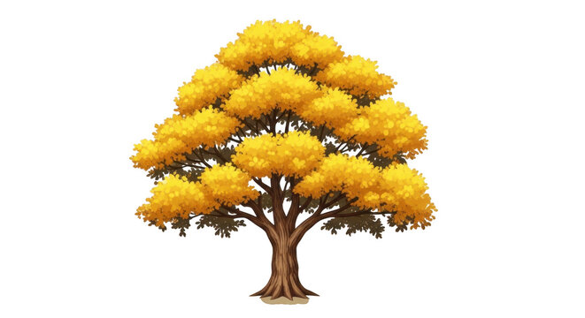 Golden autumn tree with yellow leaves