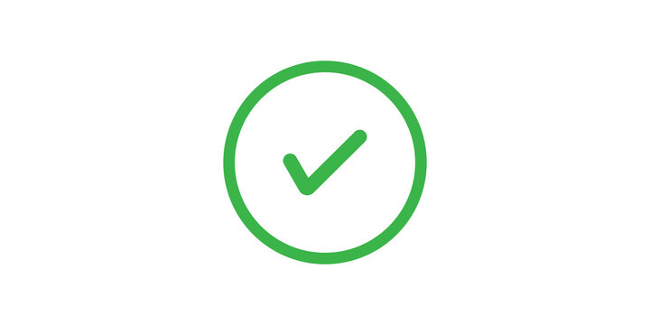 Green circular checkmark icon isolated on transparent background for success and validation