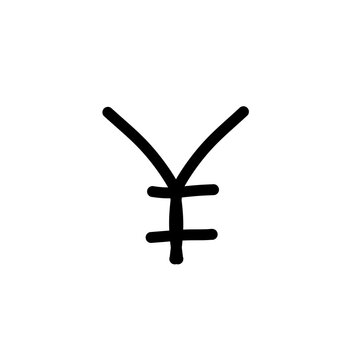 Hand Drawn Japanese Yen Symbol Black