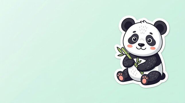 Cute Baby Panda Cartoon Vector Illustration with Bamboo for Wildlife Character Design and Children's Art
