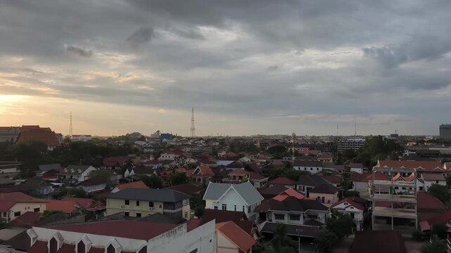 Vientiane Laos Evening Panoramic City View of That Luang Area
