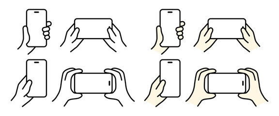 スマートフォンを持つ手のイラストのセット  © pinoko