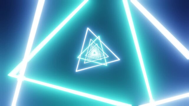 Blue and cyan reverse rotated triangles VJ loop show or party background