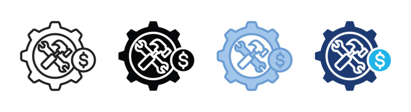 Maintenance cost icon set multiple style collection