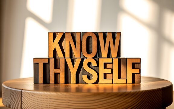 Know Thyself Wooden Block Letters Philosophy Motivation Typography Background Photo
