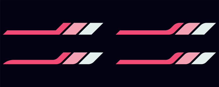 Abstract racing stripes decal set with modern geometric shapes for automotive vehicle graphics.