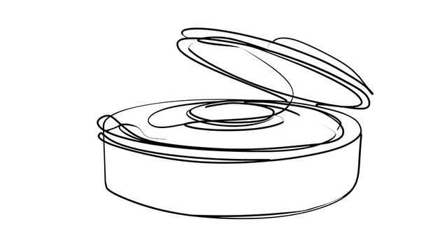 Open plastic container with lid white background.