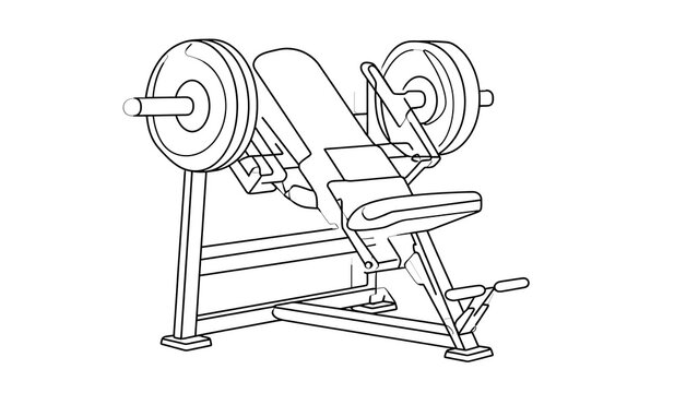 Weight bench with barbell on white background.