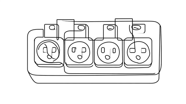 Four electrical outlets on white background.