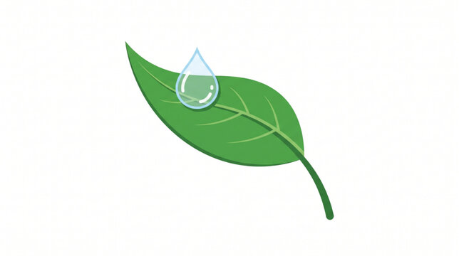 Eco Green Leaf with Water Drop Vector Icon &ndash; Nature, Sustainability and Environmental Conservation Illustration