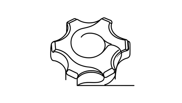 Hexagonal gear icon on white background.