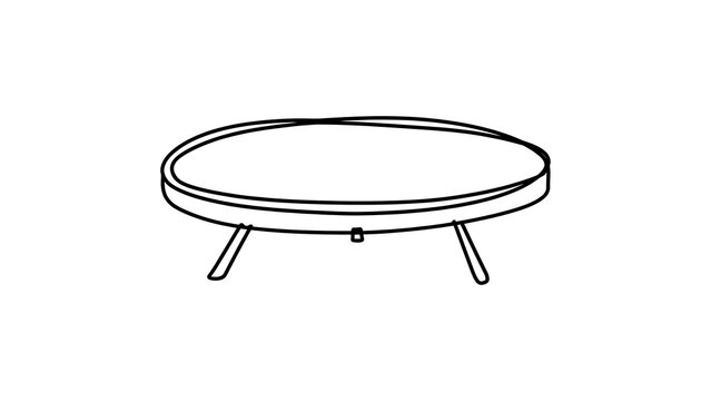 Minimalist round table illustration white background.