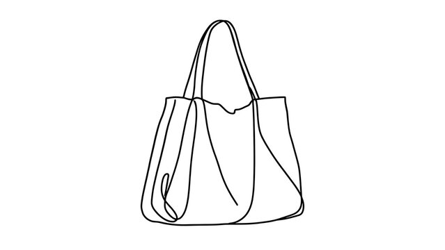 Minimalist tote bag illustration white background.
