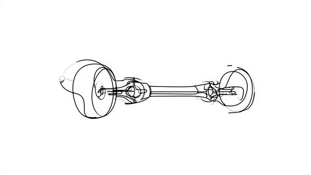 Mechanical drive shaft assembly white background.