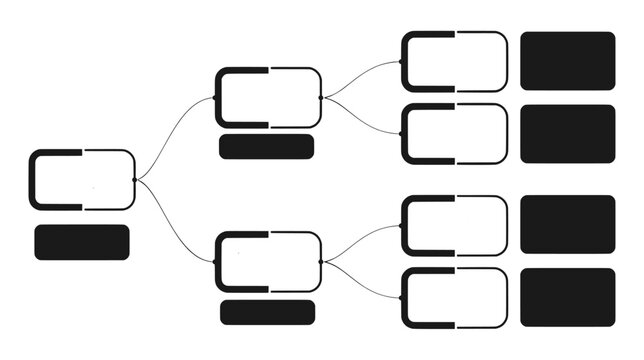 Branching workflow flowchart with hierarchical process diagram template