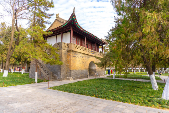 Ci Shi Ge Hall in Small Wild Goose Pagoda in Xi'an, China.