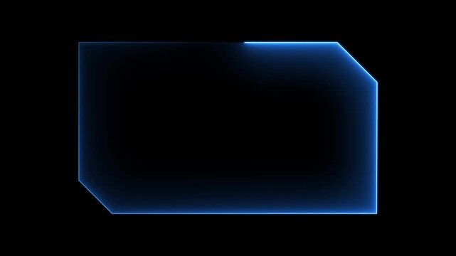 Futuristic neon frame glowing blue with dark background abstract digital border graphic element sci fi technology concept