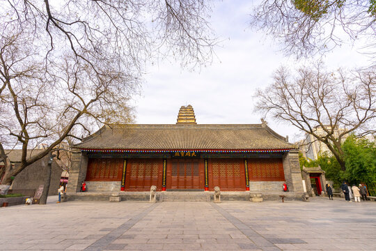 Da Xiong Bao Dian Hall in Small Wild Goose Pagoda in Xi'an, China.