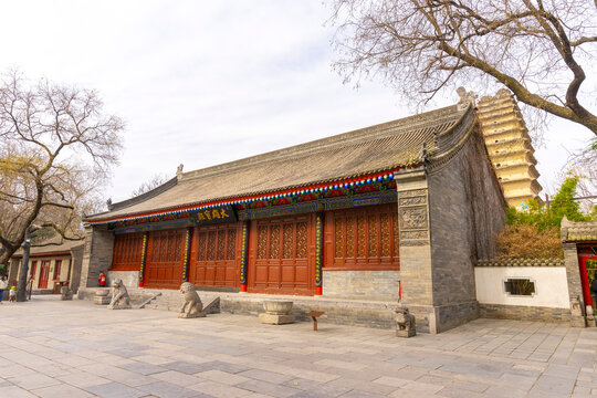 Da Xiong Bao Dian Hall in Small Wild Goose Pagoda in Xi'an, China.
