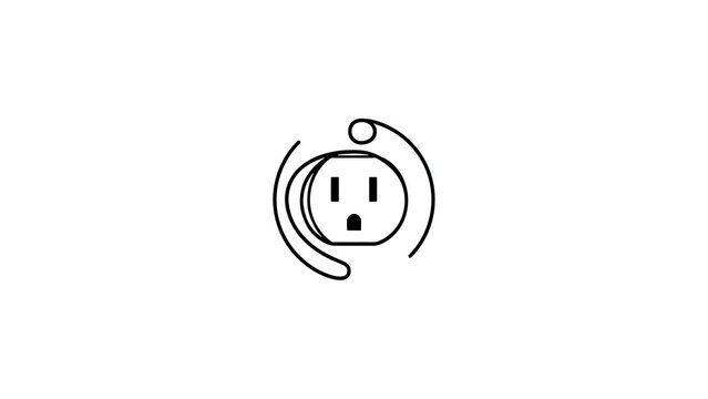 Minimalist power plug icon on white background.
