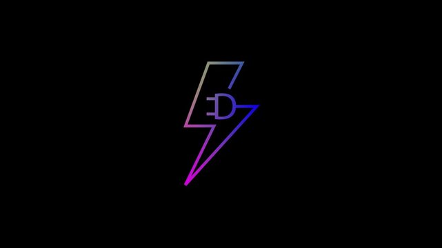 Gradient rainbow lightning bolt icon with power plug symbol electricity energy