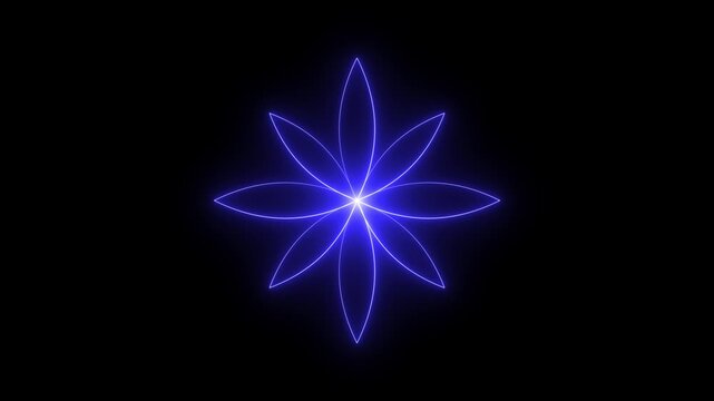 Luminous electric blue neon geometric flower pattern mandala glowing abstract