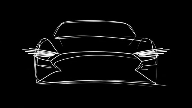 Futuristic car sketch on white background.