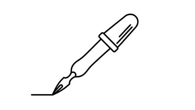 Elegant fountain pen drawing line on white background.