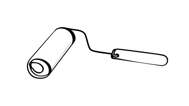 Paint roller tool illustration on white background.