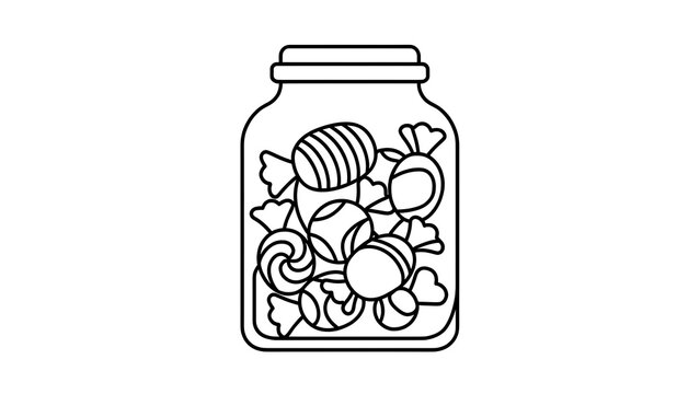 Jar of candies and sweets illustration white background.