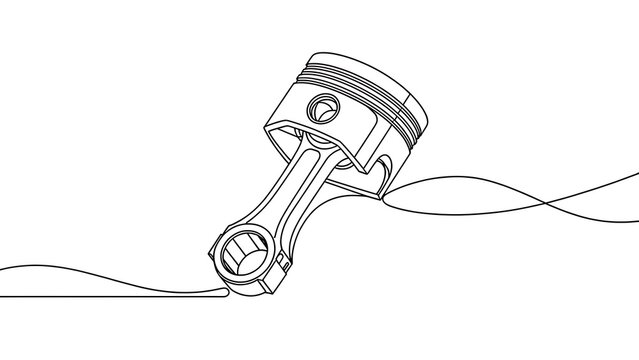 Piston and connecting rod illustration white background.