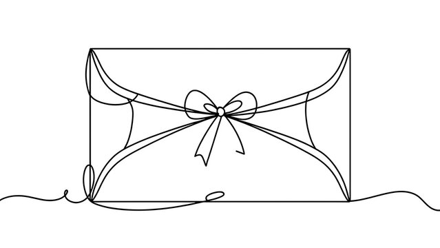 Sealed envelope with bow on white background.