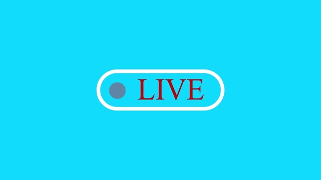 4k simple live streaming icon animation. Animated red button live streaming broadcast.and blue sky colore