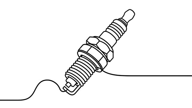 Spark plug line art illustration white background.