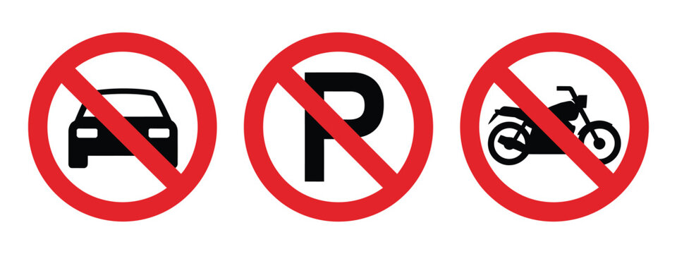 no parking sign vector illustration featuring no car parking and no bike parking symbols for traffic regulation and road safety