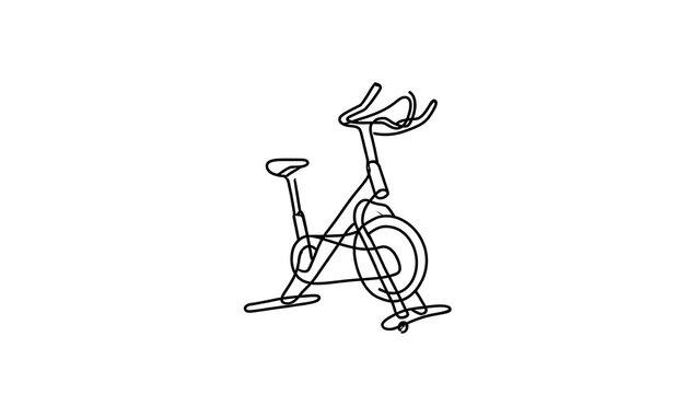 Stationary exercise bike illustration white background.