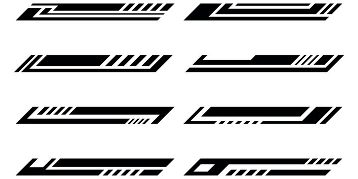 Set of abstract digital tech geometric banners for futuristic interface design elements.