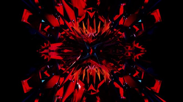 New long amazing blue with hell red kaleidoscope VJ loop background for party