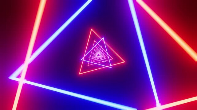 Red with blue reverse rotated triangles VJ loop seamless show background