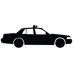 Obraz premium Police car silhouette vector illustration. law enforcement vehicle line art on white.
