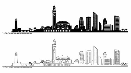Obraz premium Casablanca City Skyline Silhouette Vector Illustration