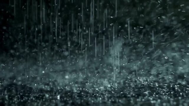 ​Realistic dark thunderstorm rainfall background with dramatic water splashes