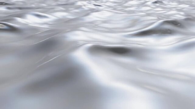 Dynamic Metallic Liquid Waves Background Loop with Smooth Reflective Surface and Gentle Motion for Modern and Serene Visuals and Visual Effects