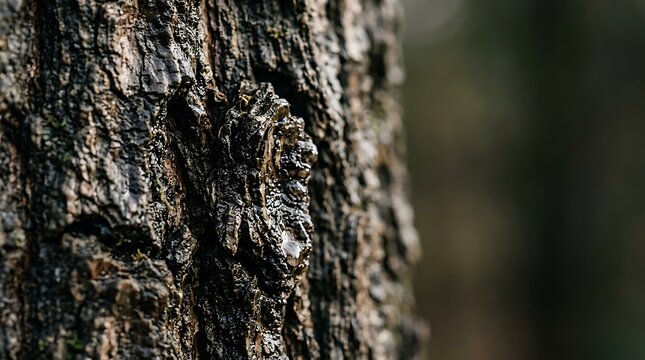 Macro shot of rough tree bark with sticky natural resin