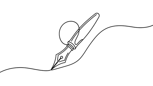 Hand holding fountain pen writing on white background.