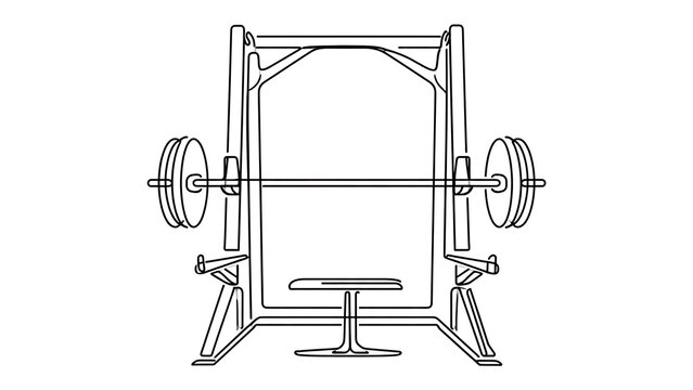 Weightlifting barbell rack white background.