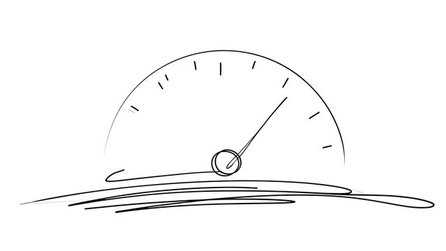 Minimalist clock drawing on white background.